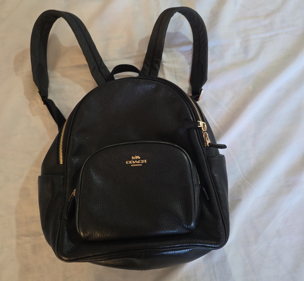 Coach Black Pebbled Leather Mini Backpack with Gold Hardware